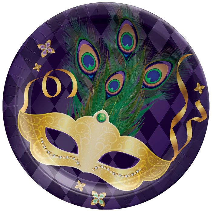 Mardi Gras Masquerade Round Plates 9" | 8 ct