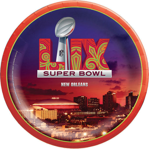 A 7" Super Bowl LIX Paper plate.  Comes in a package of 8.