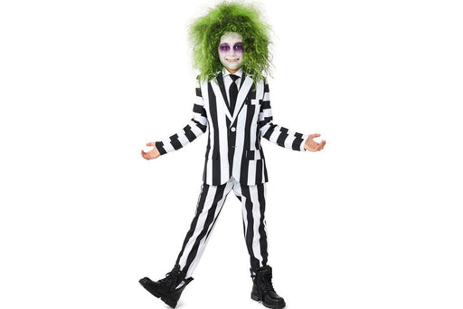 A boy wearing a Childs Beetlejuice™ Suit Costume.