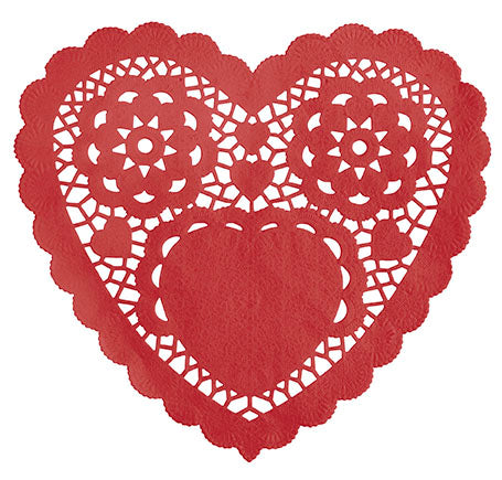 Valentines Red Heart Doilies 6" | 30 ct