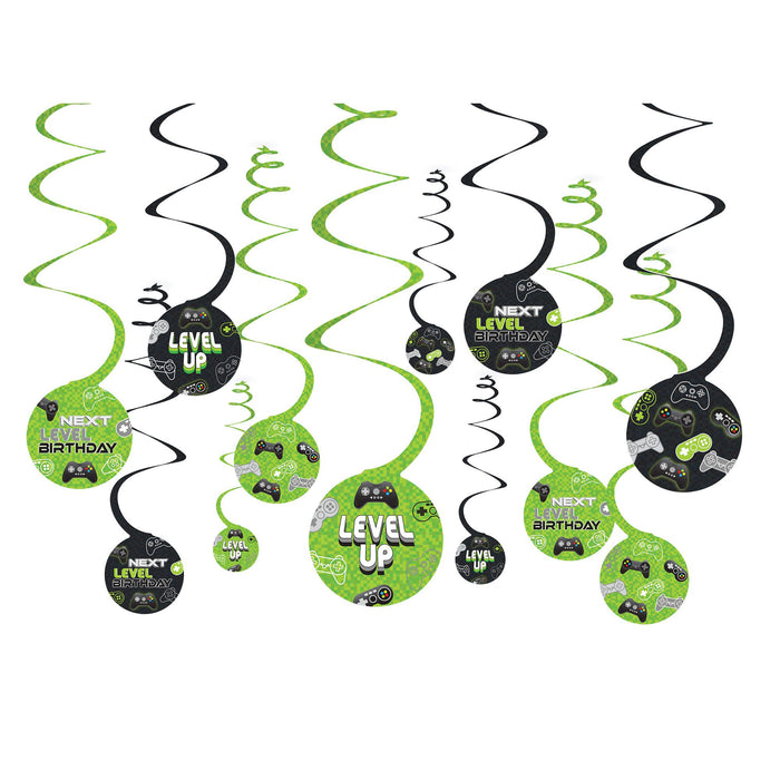 Level Up Spiral Decorations 5" | 12 ct