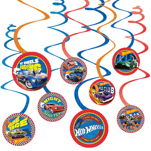 Hot Wheels Spiral Decorations | 12ct