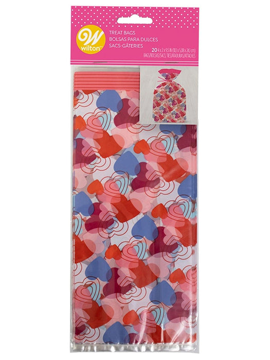 Valentine's Day Multi Colored Hearts Standard Treat Bags 4" x 9.25" | 20 Ct