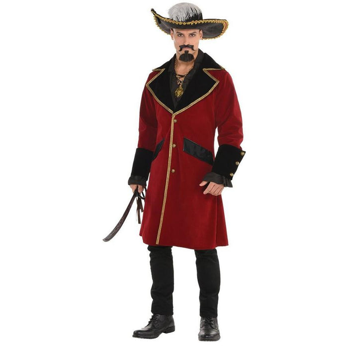 A man wearing a Adult Pirate Captain Jacket.