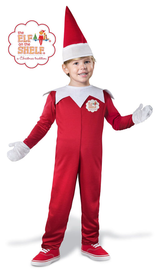 A boy wearing a Childs The Elf on the Shelf® Boy Elf Costume.