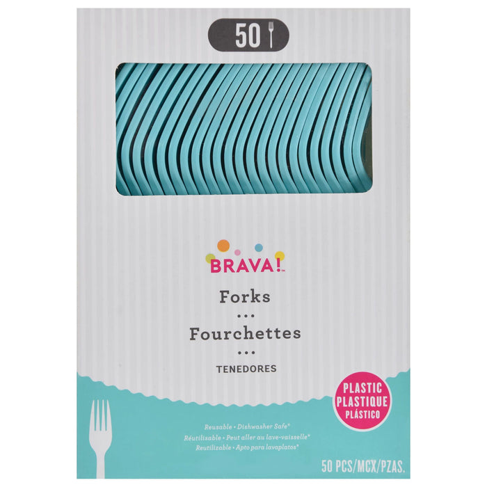 Robins Egg Blue Plastic Forks | 50 ct