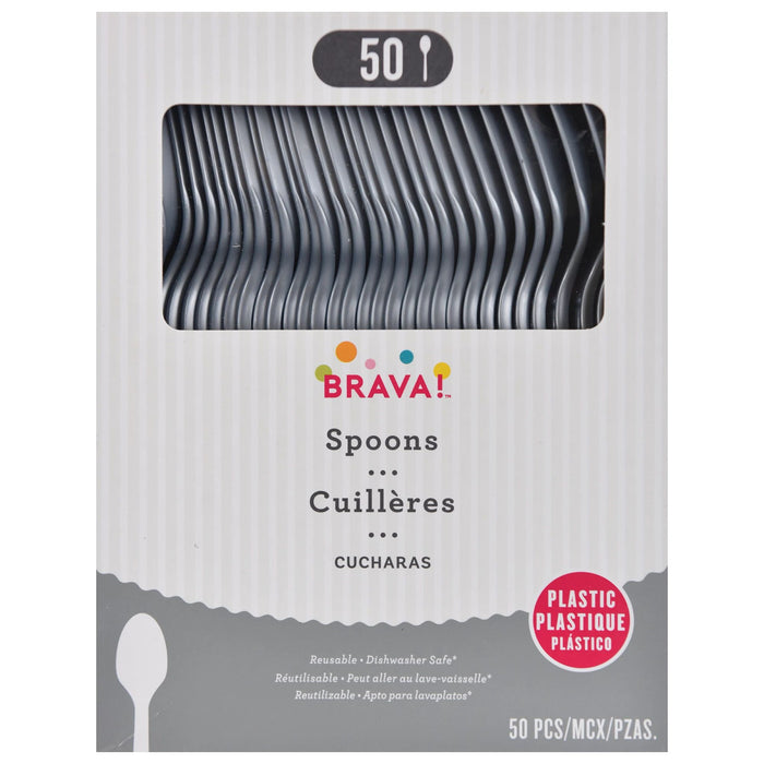 Silver Plastic Spoons | 50 ct