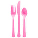 Bright Pink Plastic Assorted Cutlery | 24 pcs