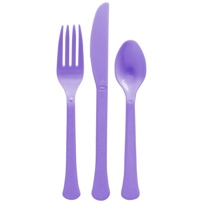 New Purple Plastic Assorted Cutlery | 24 pcs