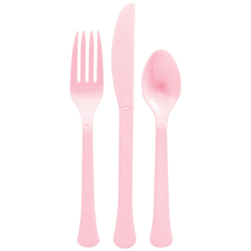 New Pink Plastic Assorted Cutlery | 24 pcs