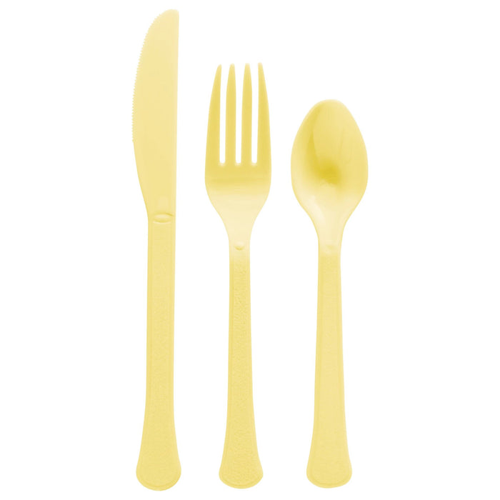 Light Yellow Plastic Assorted Cutlery | 24 pcs