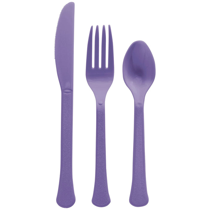 Purple Plastic Assorted Cutlery | 24 pcs