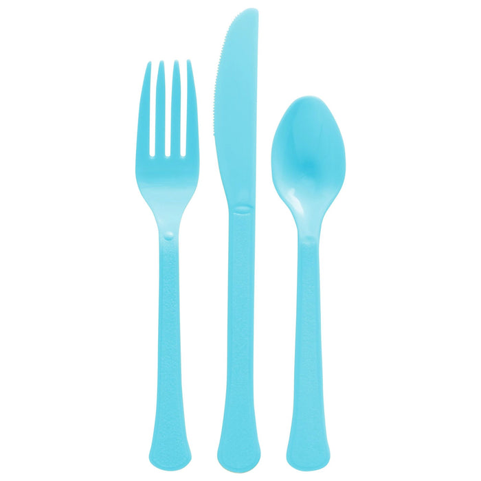 Caribbean Blue Plastic Assorted Cutlery | 24 pcs