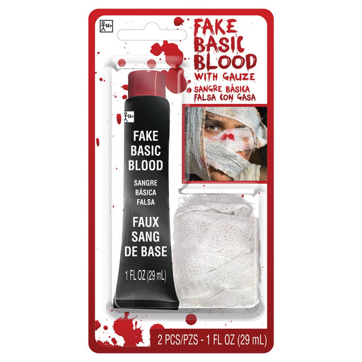 A package of Fake Blood with Gauze 1 oz. 