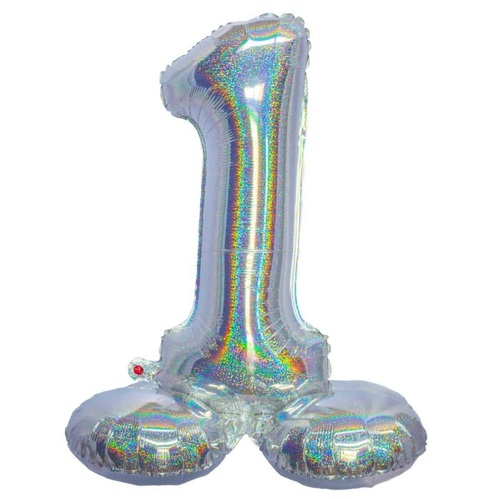 Air Filled Silver Number Self Standing Balloon 28.4" | 1 ct