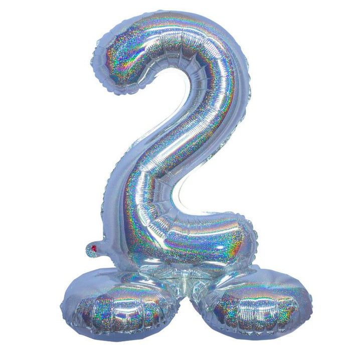 Air Filled Silver Number Self Standing Balloon 28.4" | 1 ct