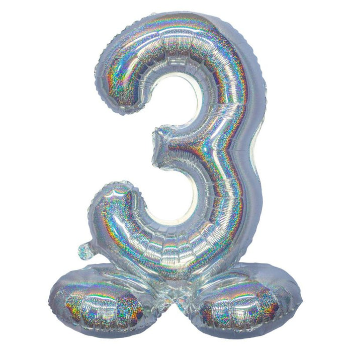 Air Filled Silver Number Self Standing Balloon 28.4" | 1 ct