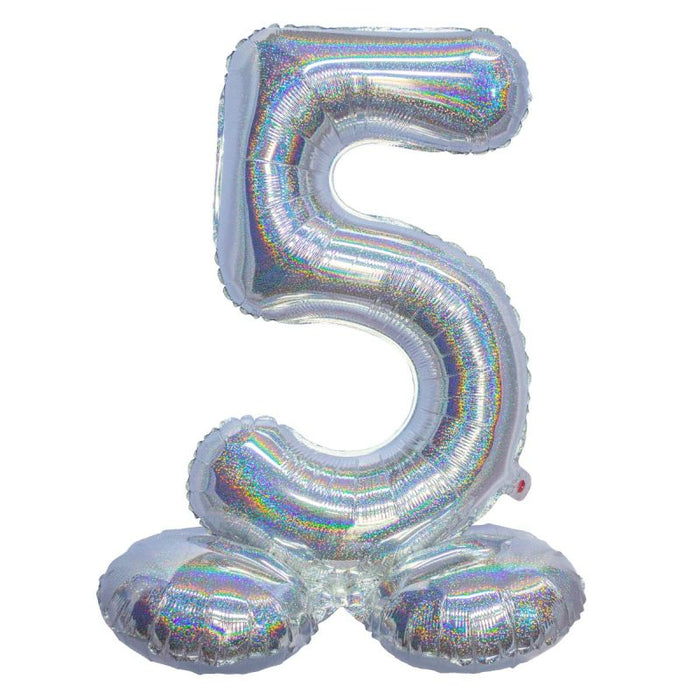 Air Filled Silver Number Self Standing Balloon 28.4" | 1 ct