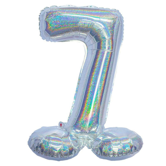 Air Filled Silver Number Self Standing Balloon 28.4" | 1 ct