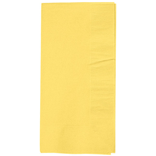 These Light Yellow Dinner Napkins offer a subtle touch of color to your table setting. With a pack of 50, you'll have plenty for your event. The 2 ply design ensures durability and absorbency for a mess-free dining experience. Perfect for any occasion, these napkins are a must-have for your next gathering.