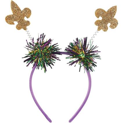 A Mardi Gras Glitter Gold Fleur-de-Lis Tinsel Head Bopper.