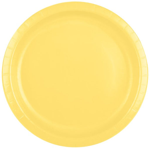 Add a pop of color to your next party or event with these 10" Light Yellow Round Dinner Paper Plates! Perfect for serving dinner on, these plates are both durable and vibrant. With 24 plates in each pack, you'll have plenty to go around. Party on!