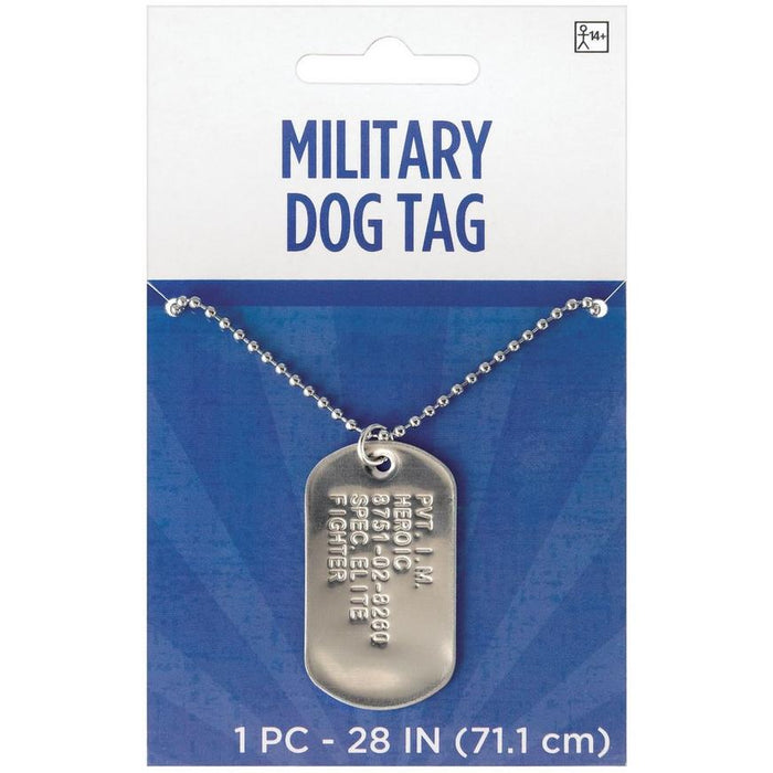 A Silver Military Metal Dog Tag Necklace.