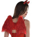 A women wearing Adult Red Feather Devil Wings.