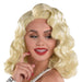 A women wearing a 14-inch Old Hollywood Platinum Blond Finger Wave Wig.