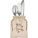 A  4.25" x 6" Thanksgiving Give Thanks Canvas Cutlery Holder.