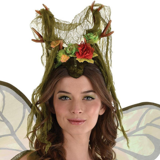 A women wearing a Woodland Fairy Headpiece.