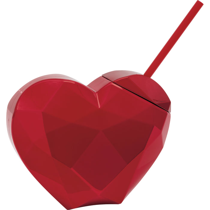 Valentine's Heart Shaped Cup w/Straw, 24oz | 1 ct