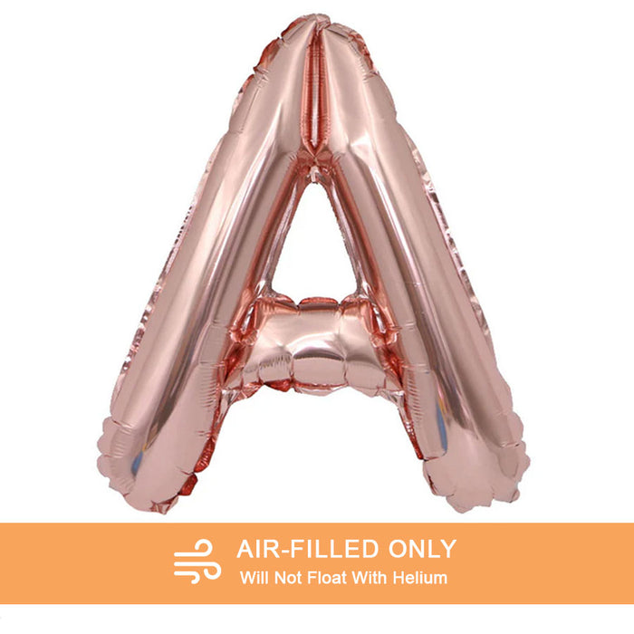 Air Filled Rose Gold Mylar Letter Balloon, 16" | 1 ct