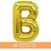 A 16-inchAir Filled Gold Mylar Letter Balloon in the letter B.