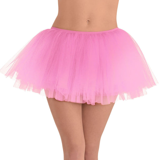 A model wearing an adulst sized Light Pink Tutu.