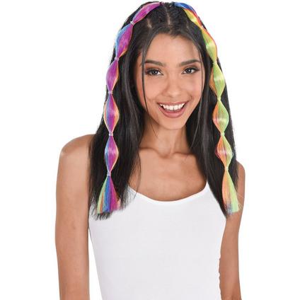 A model wearing a 2 peice pack of Rainbow Bubble Braid Hair Extensions.