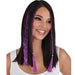 A model wearing a 3 peice pack of Purple Tinsel Hair Extensions.