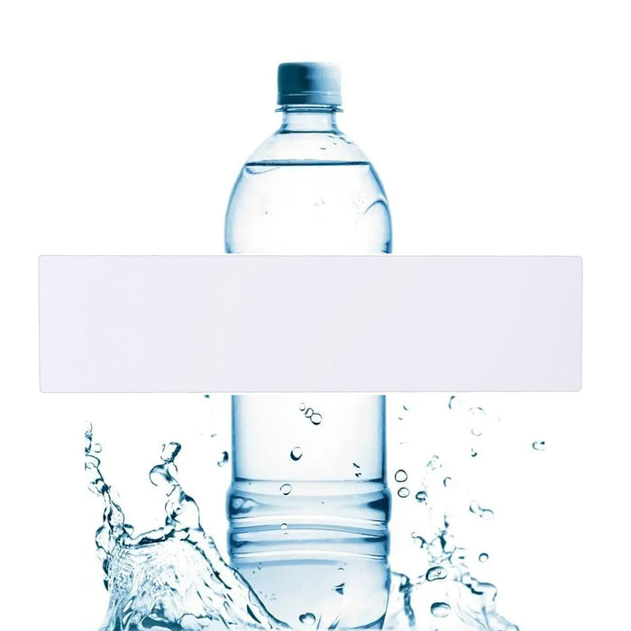 An image of a water bottle showing the size of Zuchers.com custom water bottle label.