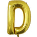 A 34-inch Gold Jumbo Metallic Balloon in the letter D.