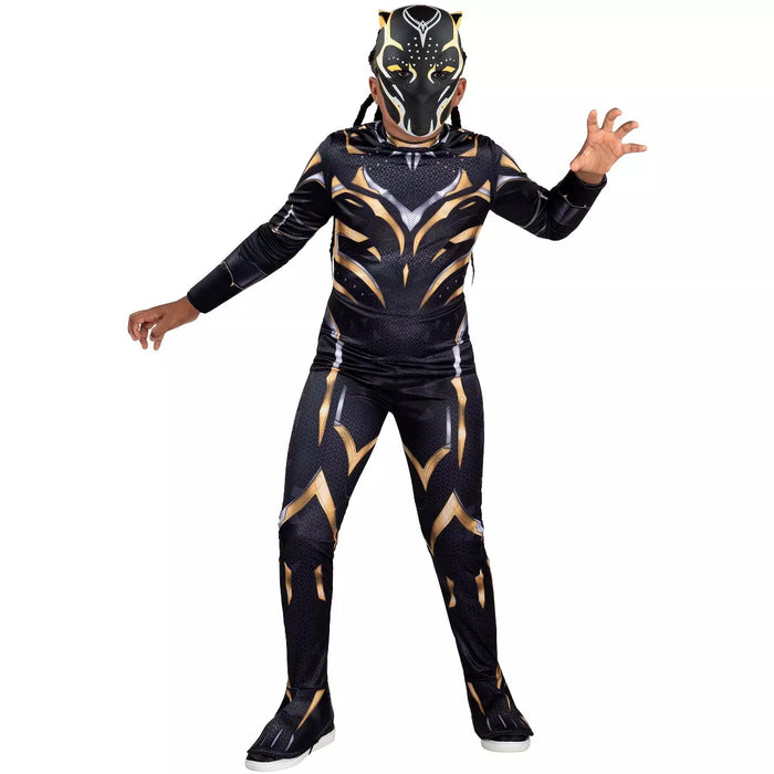 A child wearing a small Kid's Black Panther Shuri Black Panther Classic Costume.