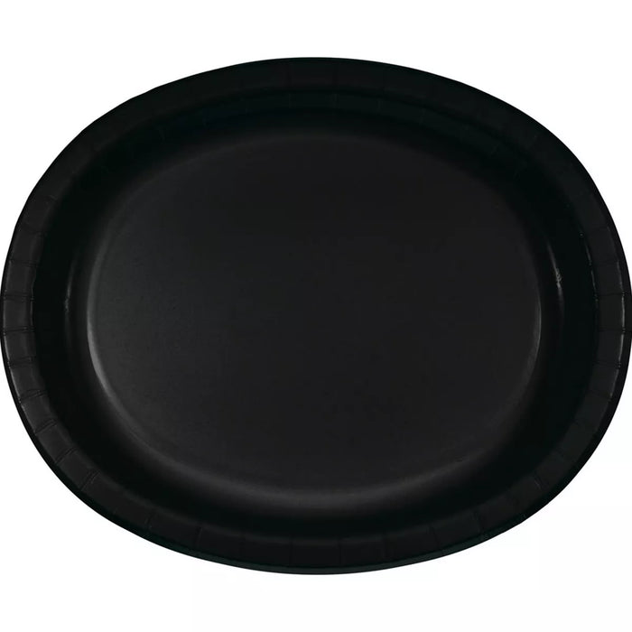 A 12-Inch Black Oval Platter. Comes in a pack of 8.