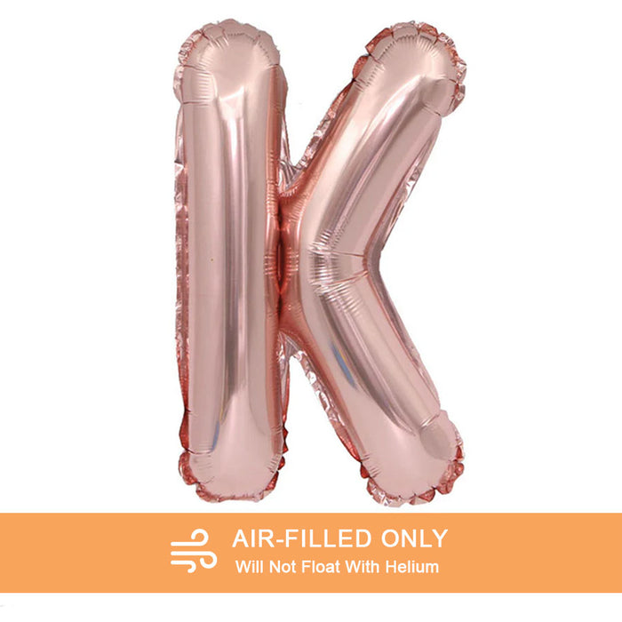 Air Filled Rose Gold Mylar Letter Balloon, 16" | 1 ct