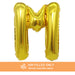 A 16-inchAir Filled Gold Mylar Letter Balloon in the letter M.