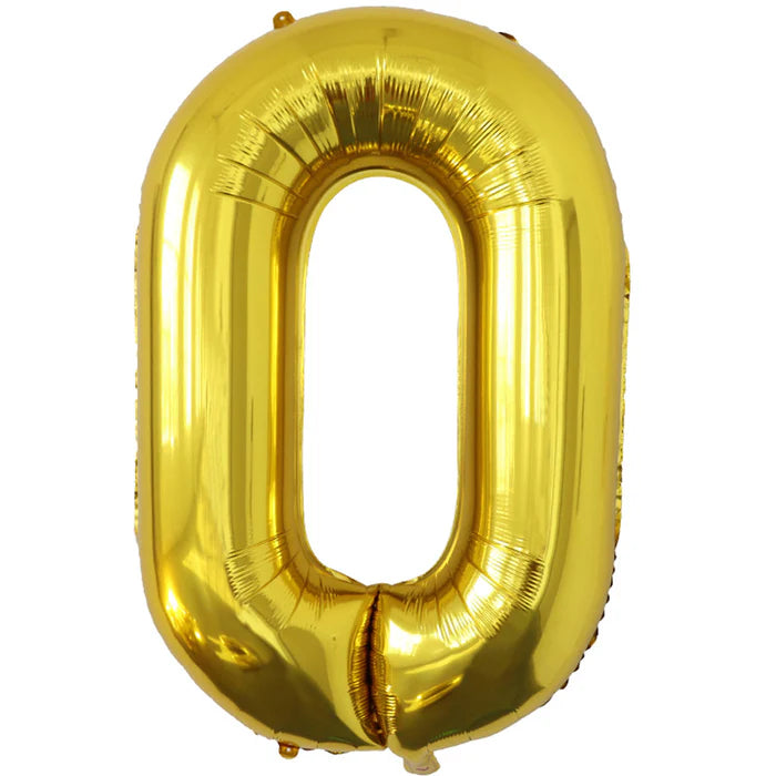 A 34-inch Gold Jumbo Metallic Balloon in the letter O.