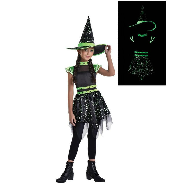 Halloween Kids' Midnight Witch Glow-in-the-Dark Costume | 1 ct