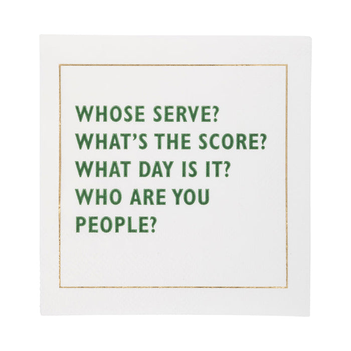 A White design of the Pickleball Sayings Paper Cocktail Napkins.