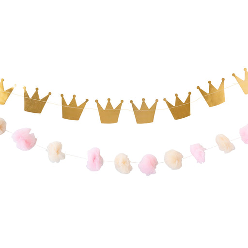 Princess Crowns And Pom Pom Tulle Banner Set