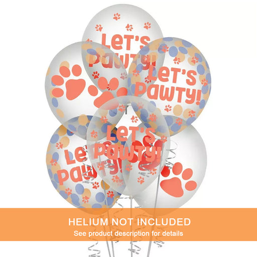 A 6 count bouquet of Pawsome Party Confetti Latex Balloons.