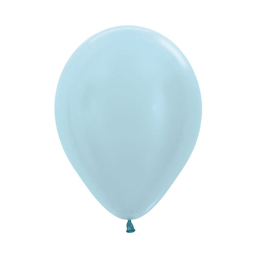 Single inflated 11-inch Pearl Blue color latex balloon