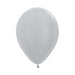 Single inflated 11-inch Metallic Silver color latex balloon